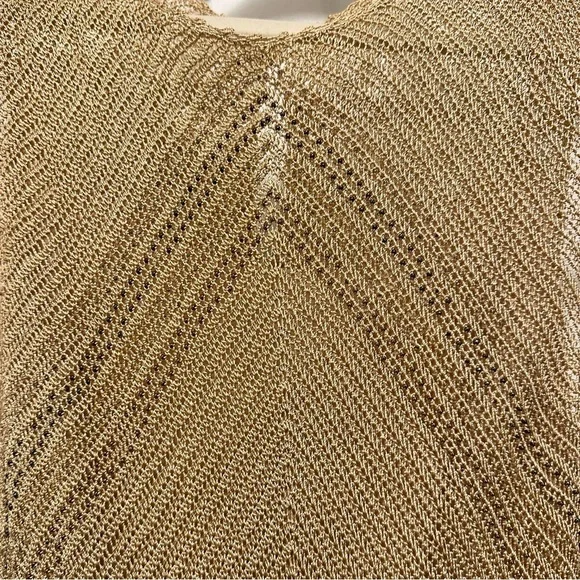 Rimini by Shaw Crocheted & Beaded Tan Beige Fitted Sleeveless Long Dress 8 Y2K - Picture 3 of 12